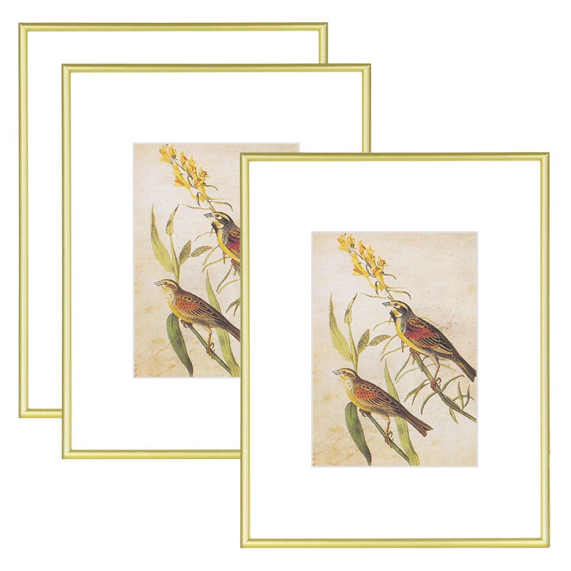 Fkvat 9x12 Picture Frame Set of 1, Matte Gold Modern Thin Aluminum Metal Photo Frame with HD Glass, Fits 6x8 with Mat or 9 x 12 without Mat, for Tabletop and Wall Mounting - Image 1